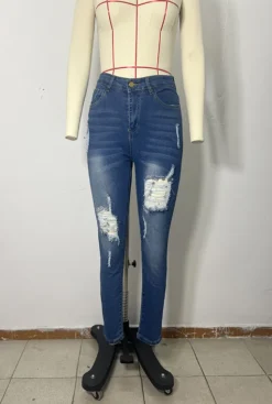 Women Sexy Ripped Stretch Denim Straight Leg Pants -Women Fashion Shop 978829e999a33a2b