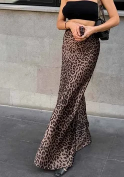 Women Leopard Print Satin Fishtail Skirt -Women Fashion Shop 97c2c6e3684823c0