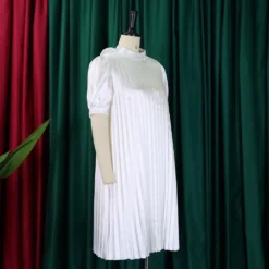 Plus Size Women's Summer Fashion Loose Casual Lace-Up Pleated Dress 32 Plus Size Women's Summer Fashion Loose Casual Lace-Up Pleated Dress -Women Fashion Shop 97fae2514740af15