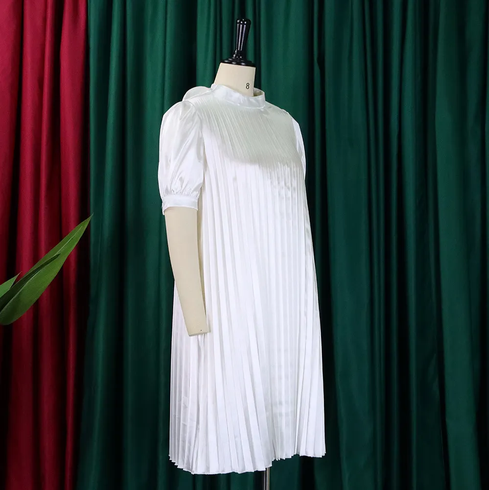 Plus Size Women's Summer Fashion Loose Casual Lace-Up Pleated Dress 16 Plus Size Women's Summer Fashion Loose Casual Lace-Up Pleated Dress - Image 14