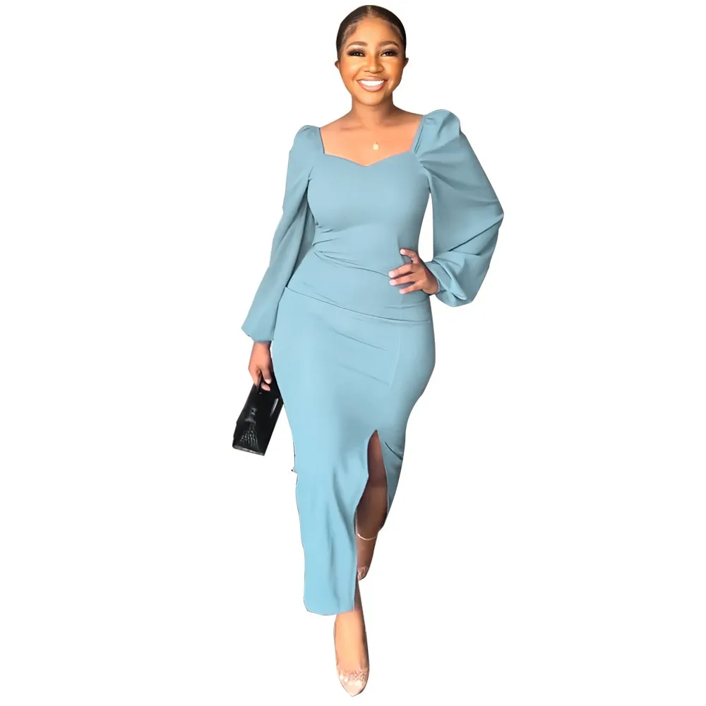 Women Fit Sexy Backless Long Sleeve Slit Dress 11 Women Fit Sexy Backless Long Sleeve Slit Dress - Image 9