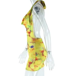 Women Printed Sexy Halter Neck Sleeveless Bodycon Dress -Women Fashion Shop 9a292822a12b54d7