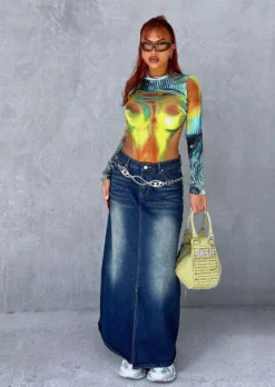 Women Casual Vintage Denim Long Skirt -Women Fashion Shop 9c06b954e345fc7f