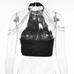 Women Sexy Halter Neck Metal Rhinestone Chain Crop Top 23 Women Sexy Halter Neck Metal Rhinestone Chain Crop Top -Women Fashion Shop 9d1f26b85f61eac5