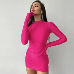 Women Summer Sexy Round Neck Long Sleeve Gloves Bodycon Dress -Women Fashion Shop 9e27df015fa96ccf