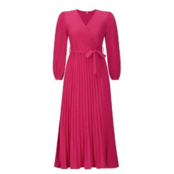 Women Autumn V-Neck Long Sleeve Pleated Maxi Dress -Women Fashion Shop 9e79035fee77bdfc