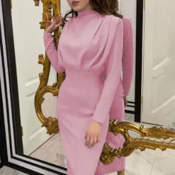 Women Fall Trendy Solid Long Sleeve Dress -Women Fashion Shop 9eda4f4a36124901