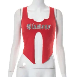 Women's Summer Printed Street U-neck Sleeveless Slit T-shirt Tops For Women -Women Fashion Shop 9eeddf386ab0a75c