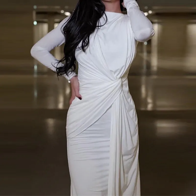 Women Fall Round Neck Bodycon Long Sleeve Dress 7 Women Fall Round Neck Bodycon Long Sleeve Dress - Image 5