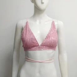 Women Summer Sexy Hot Backless Lace-Up Sequin Bikini Top -Women Fashion Shop a0a56e231ff8cb2d