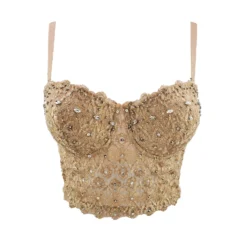 Women Lace Camisole Feminine V-neck Strapless With Breast Pads Bra Tank Crop Top -Women Fashion Shop a0e66a32f2295e00