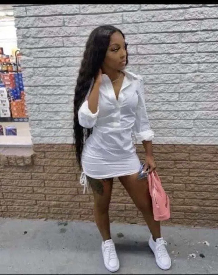 Ladies Solid Deep V Shirt Dress 18 Ladies Solid Deep V Shirt Dress - Image 16