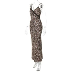 Women Summer Sexy V-neck Leopard Print Backless Strap Dress -Women Fashion Shop a218e5aecf5e5720