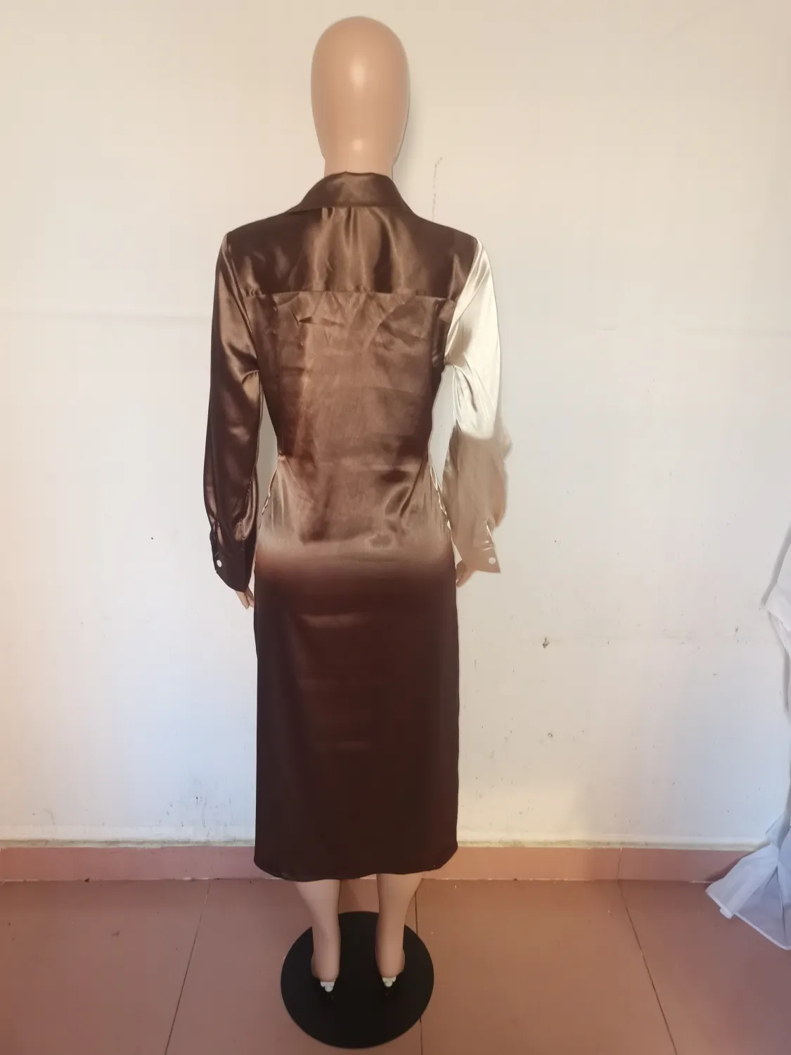 Women's Sexy Solid Color Patchwork Lace-Up V-Neck Long Sleeve Dress 7 Women's Sexy Solid Color Patchwork Lace-Up V-Neck Long Sleeve Dress - Image 5