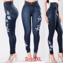 Denim Pants Embroidered Stretch Pencil Pants High Waist Trousers Women Jeans -Women Fashion Shop a323d681ea97528a