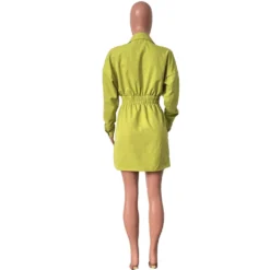 Women Chic Lapel Long Sleeve Solid Dress -Women Fashion Shop a336ec8242719290