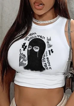 Women's Round Neck Slim Fit Fashion Print Crop Tank Top -Women Fashion Shop a4197e796fd81dac