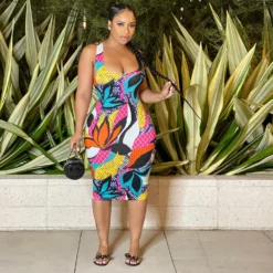 Women's Camisole Print Dress Summer Square Neck Maxi -Women Fashion Shop a4219e9ba9b40bcd