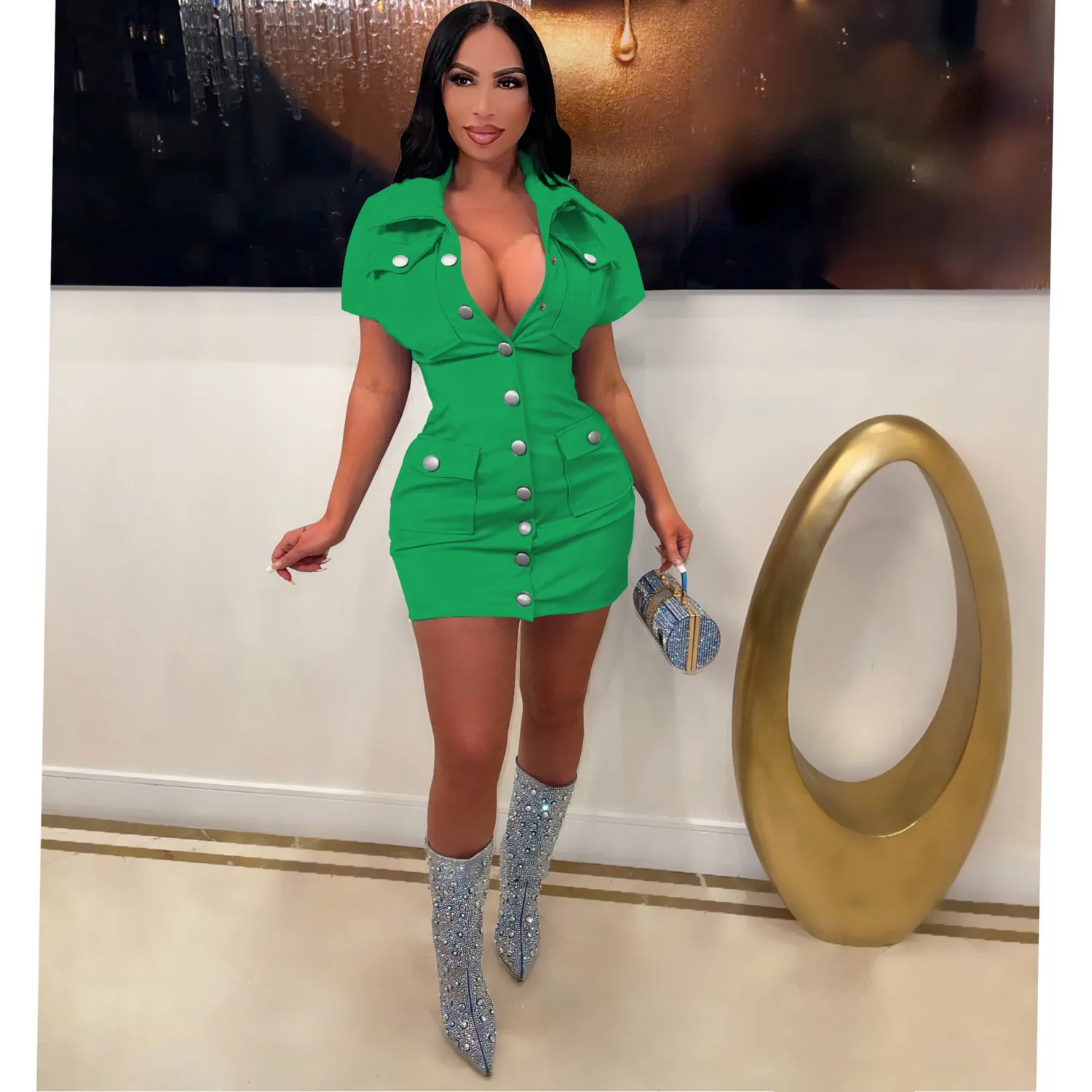 Women Style Pocket Summer Button Sexy Dress 13 Women Style Pocket Summer Button Sexy Dress - Image 11