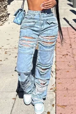 Women Casual Ripped Denim Wide Leg Pants 14 Women Casual Ripped Denim Wide Leg Pants -Women Fashion Shop a554dd4c9a4ab920