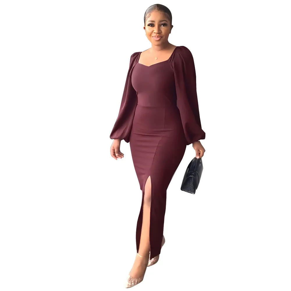 Women Fit Sexy Backless Long Sleeve Slit Dress 7 Women Fit Sexy Backless Long Sleeve Slit Dress - Image 5