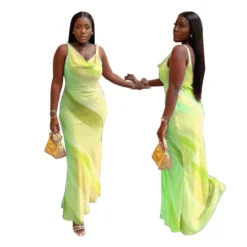 Women's Elegant Chic Print Long V-Neck Evening Dress -Women Fashion Shop a5bfb55bb0d56a1a