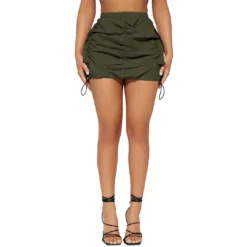 Women's Solid Pleated Elastic Spring Closure Sport Accordion Pocket Cargo Skirt -Women Fashion Shop a612c2d90277dc1d