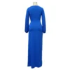 Autumn Long Sleeve V-Neck Solid Color Sexy Slit Long Dress -Women Fashion Shop a7124b25308cdf25
