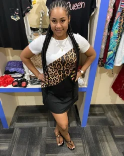 Womens Casual Style Leopard Color Block Patchwork Dress -Women Fashion Shop a7279da8fe9bade6