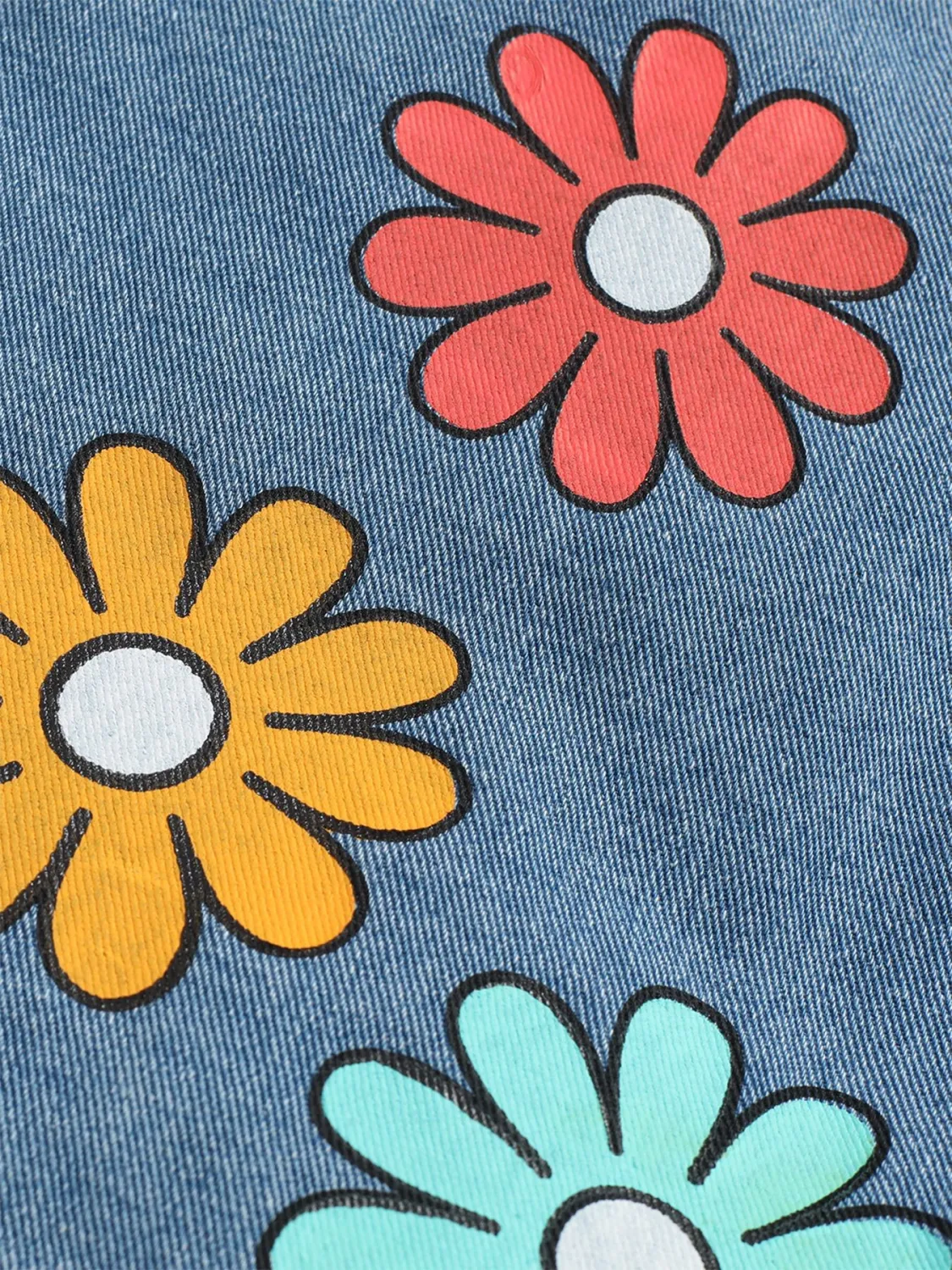 Women Multi-Color Floral Print Asymmetric Denim Skirt 7 Women Multi-Color Floral Print Asymmetric Denim Skirt - Image 5