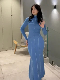 Spring Women's Slim Waist Slim Fit Bodycon Long Dress -Women Fashion Shop a7a9beb4ac026d7e