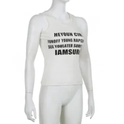 Letter Print White Camisole Women Outdoor Wear Basic Pullover Round Neck Slim Fit Basic Top 23 Letter Print White Camisole Women Outdoor Wear Basic Pullover Round Neck Slim Fit Basic Top -Women Fashion Shop a8271ee44bed3ce4