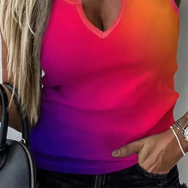 Women's Summer Contrast Sleeveless Casual Tank Top 4 Women's Summer Contrast Sleeveless Casual Tank Top - Image 2