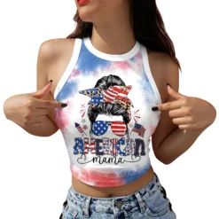 Summer Fashion Women's Clothing American Flag Printing Sleeveless Short Vest -Women Fashion Shop aa31e87c1dd5397c