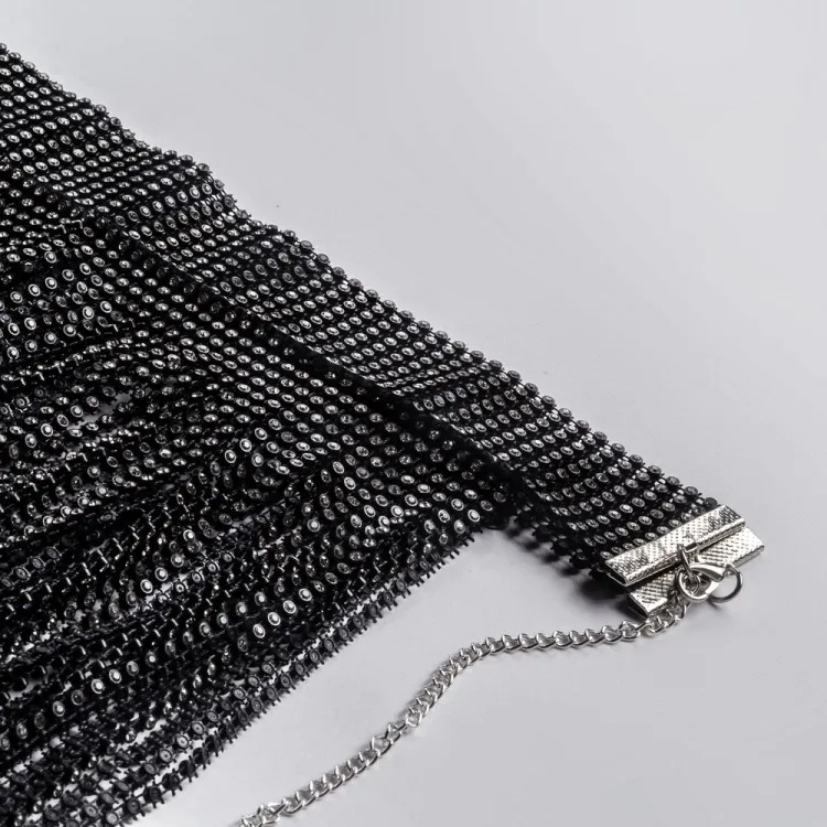 Sexy Black Bling Bling Rhinestone Fringe Tassels Night Club Skirt 15 Sexy Black Bling Bling Rhinestone Fringe Tassels Night Club Skirt - Image 13