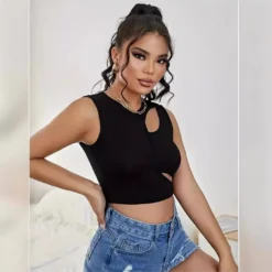 Women Summer Solid Small Vest Hollow Sexy Top -Women Fashion Shop ac36dc2e32b2ef7a