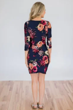 Sprint Women'S Three Quarter Sleeve Floral Printed Irregular Casual Dress -Women Fashion Shop ac519dddaf53636f