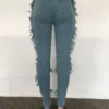 Women's Ripped Fashion Fringe Sexy Slim Skinny Jeans -Women Fashion Shop ac6d9400ce41ba43