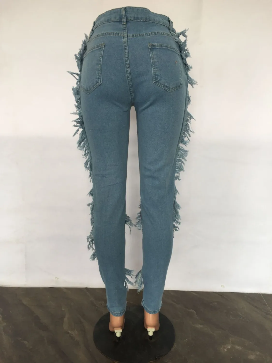Women's Ripped Fashion Fringe Sexy Slim Skinny Jeans 2 Women's Ripped Fashion Fringe Sexy Slim Skinny Jeans