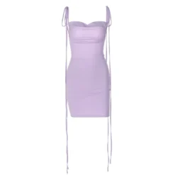 Women Summer Sexy Backless Ruched Tie Bodycon Dress -Women Fashion Shop aca30f54e22e8ee6