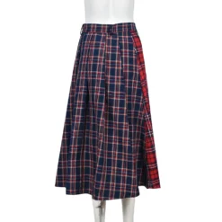 Patchwork Contrast Plaid Women's Skirt -Women Fashion Shop ad8d9c128982ad75