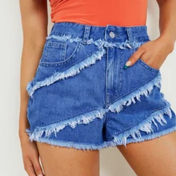 Spring Summer Denim Pants Women's Denim Shorts High Waist Patchwork Straight Leg Shorts -Women Fashion Shop adafed2e9b7a1068