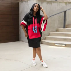 Summer Hooded Loose Bat Short Sleeve Casual Dress -Women Fashion Shop adbfe384ff5a1fcf