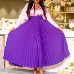 Women High Waist Pleated Belted Skirt 32 Women High Waist Pleated Belted Skirt -Women Fashion Shop ae06bed1acb694e0