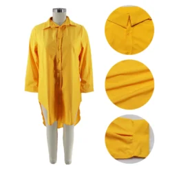 Ladies Long SOLid COLor Casual Chic Long Sleeve Shirt Dress Women -Women Fashion Shop ae6cdaf9dc075f95