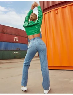 WomenWash Stretch Denim Straight Leg Pants 12 WomenWash Stretch Denim Straight Leg Pants -Women Fashion Shop aec438374e4d76e6