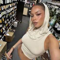 Women's Summer Solid Color Casual Sleeveless Hooded Cutout Slim Fit Sports Tank Top -Women Fashion Shop aed10f71093ab3c0