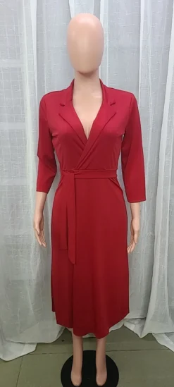 Women's Printed Turndown Collar Lace-Up Dress -Women Fashion Shop aef14cbddd087c7b