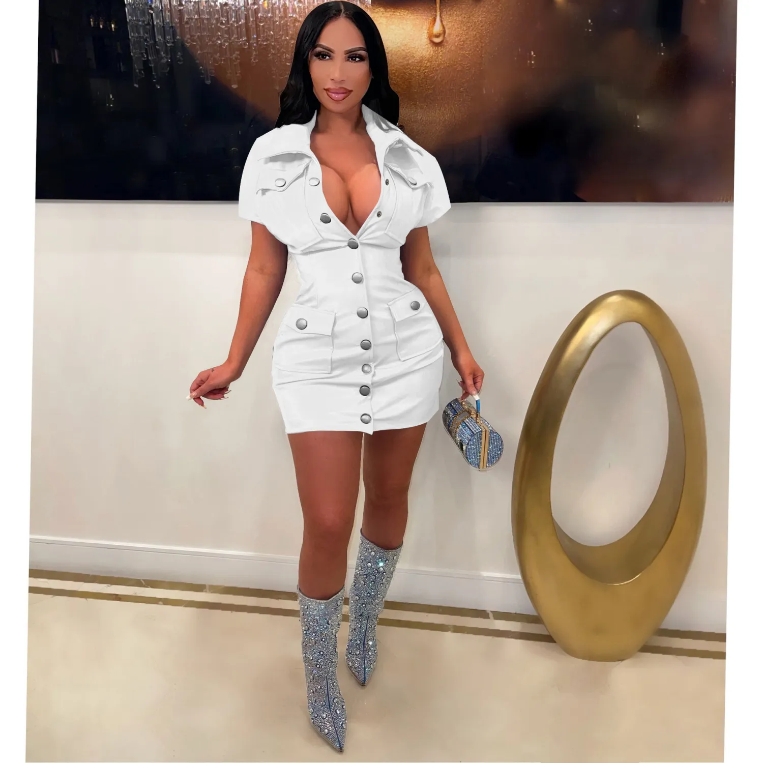 Women Style Pocket Summer Button Sexy Dress 11 Women Style Pocket Summer Button Sexy Dress - Image 9