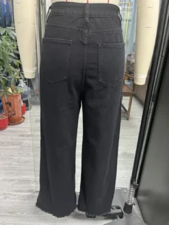 Women Pearl Wide Leg Denim Pants -Women Fashion Shop af822538c9865faa